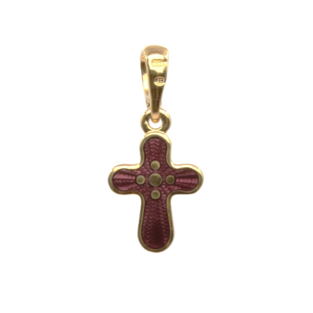 Детский крестик с горячей эмалью «КРЭ13» серебро/позолота фиолетовый